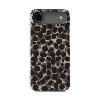 Stone Ash Snap Phone Case in glossy grey and black spotted animal print – Ink and Ember Collection by Case & Charm