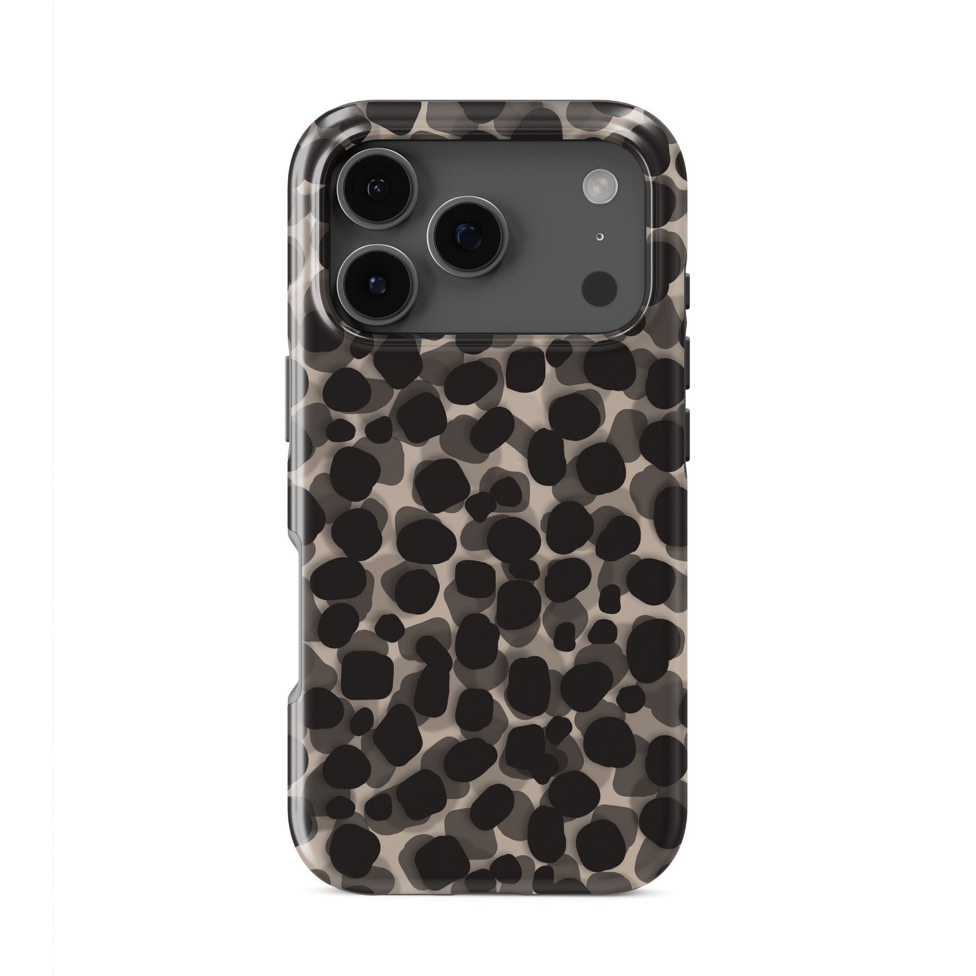 Stone Ash tough phone case with grey marble tortoise shell design, dual layer build, and glossy finish for everyday protection.