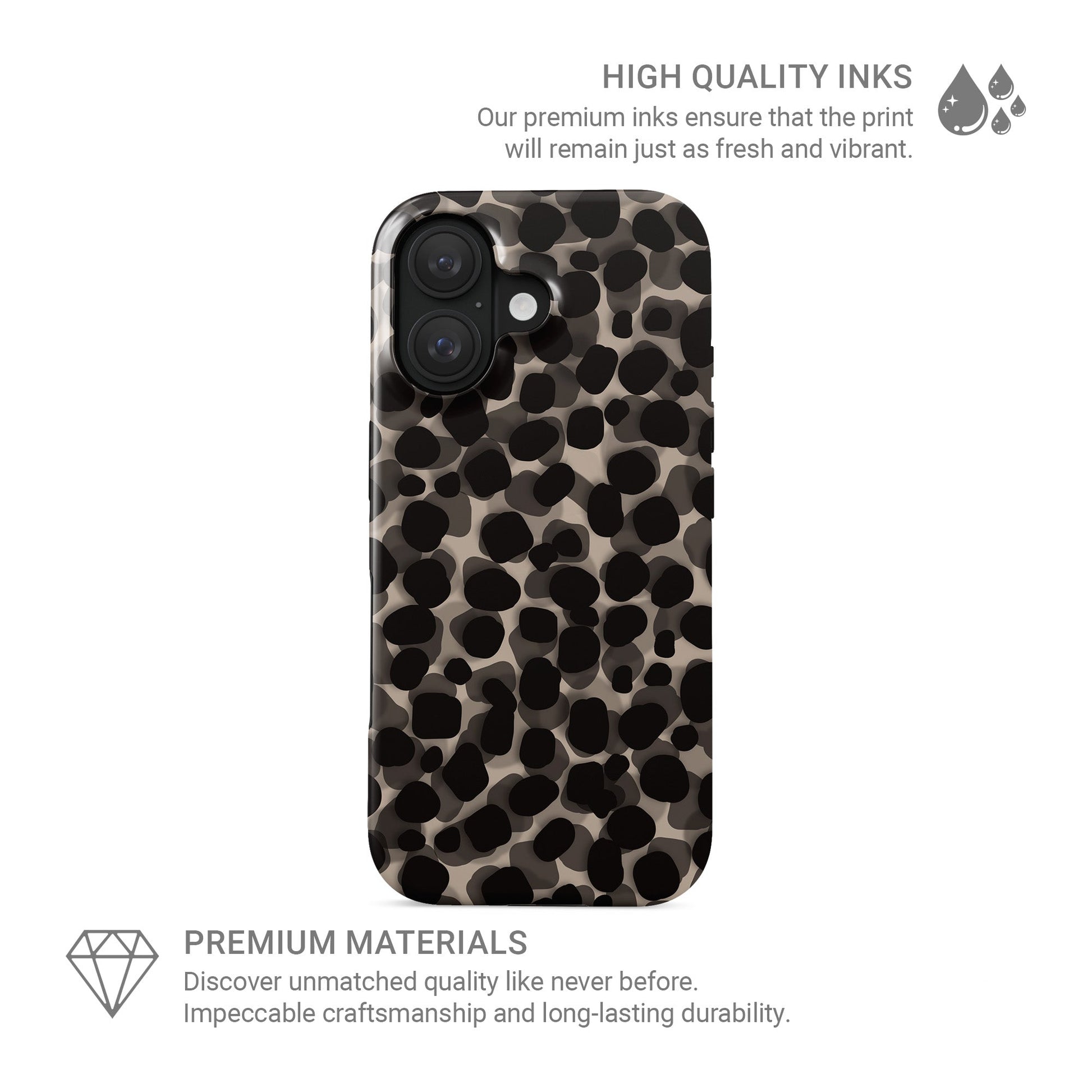Stone Ash tough phone case with grey marble tortoise shell design, dual layer build, and glossy finish for everyday protection.