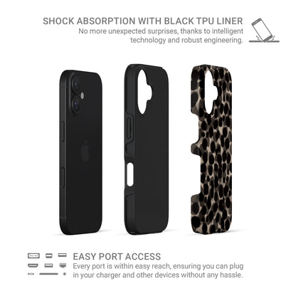 Stone Ash tough phone case with grey marble tortoise shell design, dual layer build, and glossy finish for everyday protection.