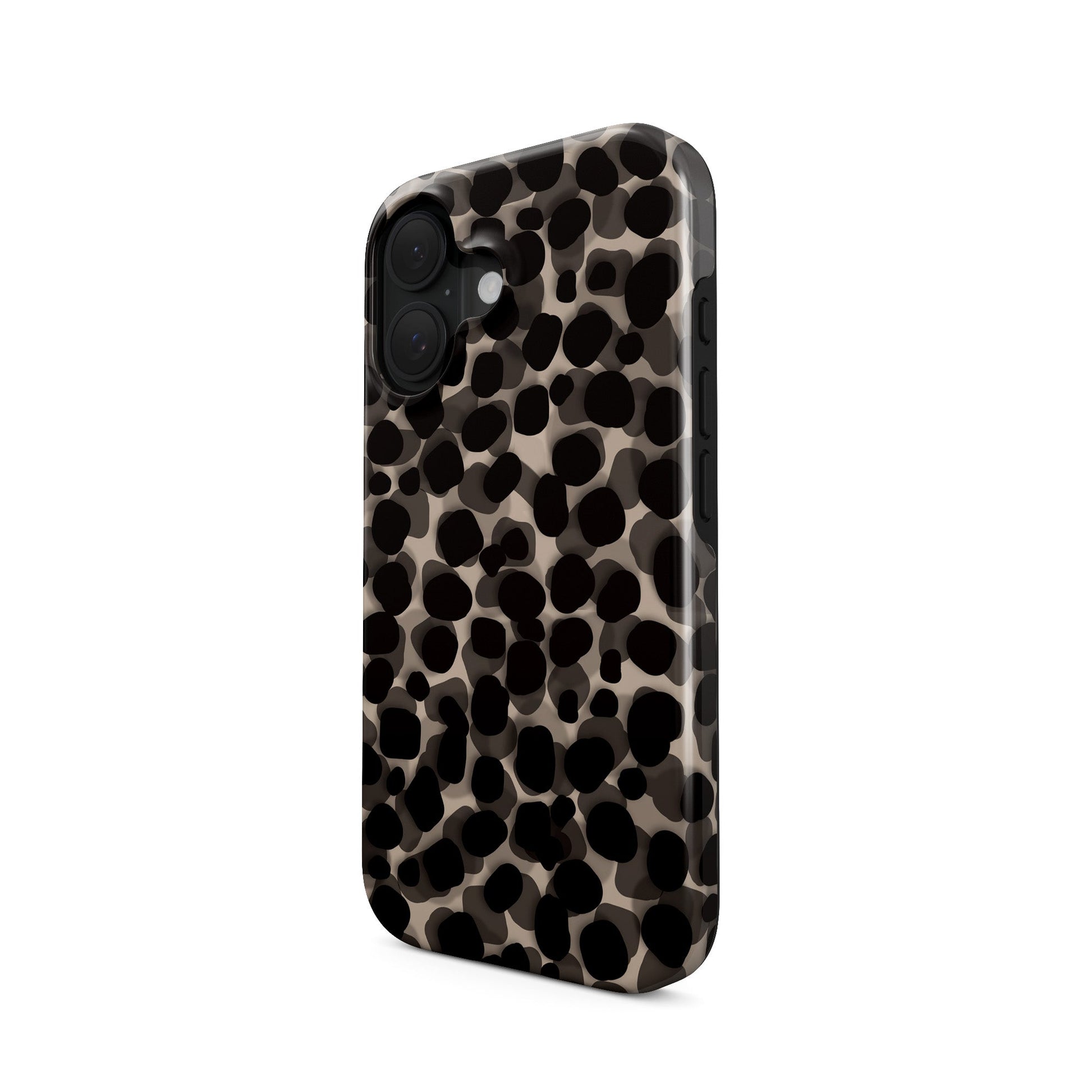 Stone Ash tough phone case with grey marble tortoise shell design, dual layer build, and glossy finish for everyday protection.