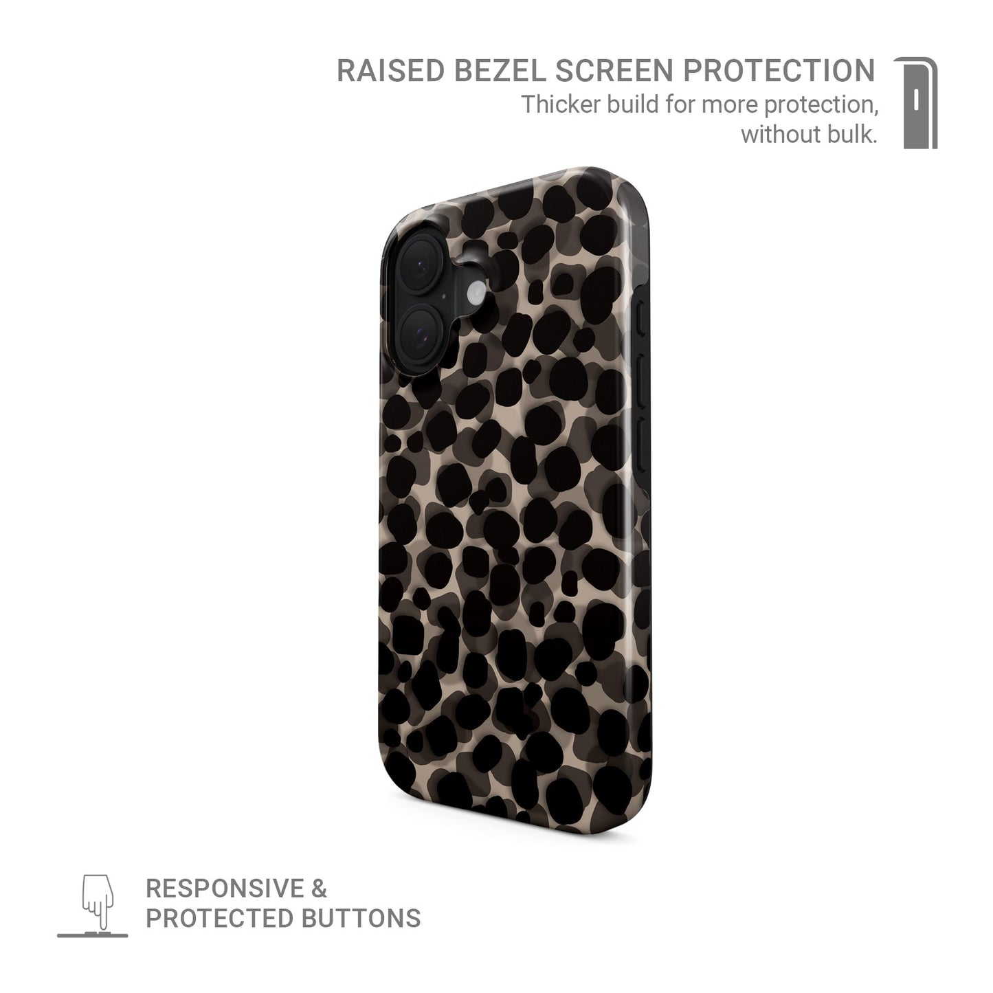 Stone Ash tough phone case with grey marble tortoise shell design, dual layer build, and glossy finish for everyday protection.