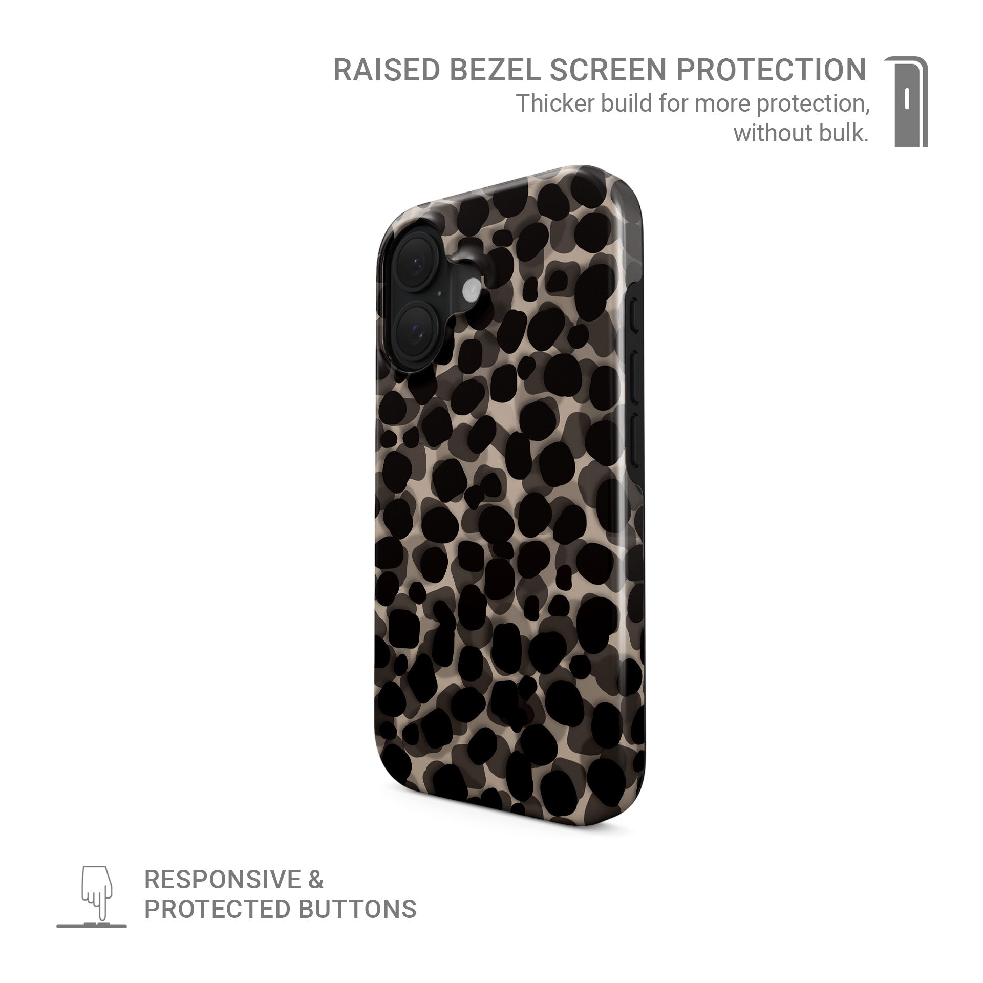 Stone Ash tough phone case with grey marble tortoise shell design, dual layer build, and glossy finish for everyday protection.