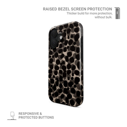 Stone Ash tough phone case with grey marble tortoise shell design, dual layer build, and glossy finish for everyday protection.