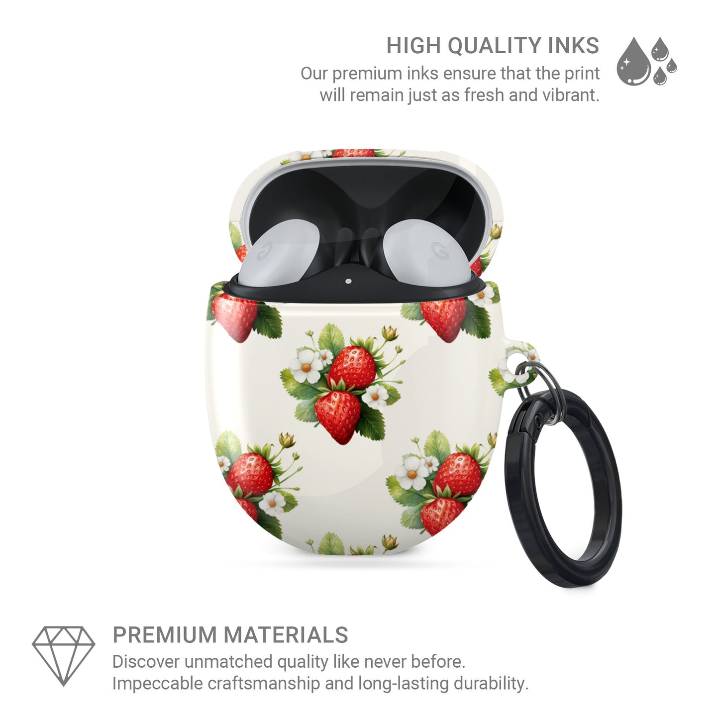 Strawberry Bliss | Protective Google Pixel Buds Tough Case - Case & Charm