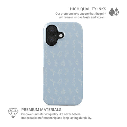 Blue boho tough protective phone case for iPhone, Samsung and Pixel