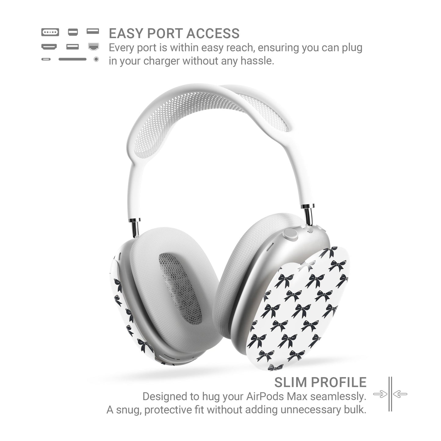 Durable scratch-resistant AirPods Max cover in Twilight Ribbon Bow design