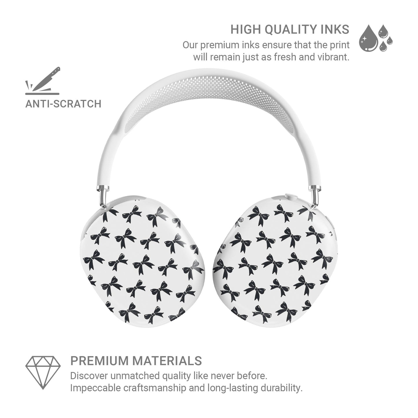 Durable scratch-resistant AirPods Max cover in Twilight Ribbon Bow design
