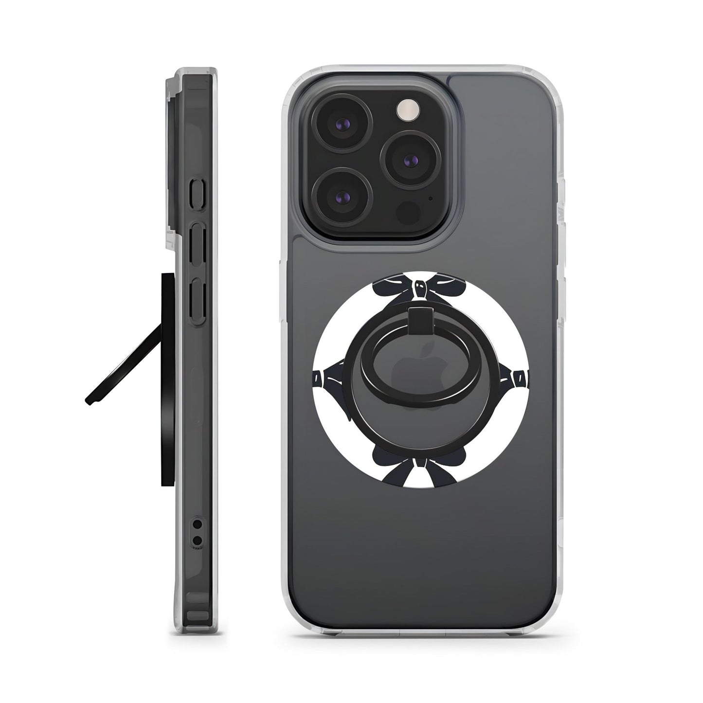 Slim MagSafe phone ring holder – chic black bow accessory