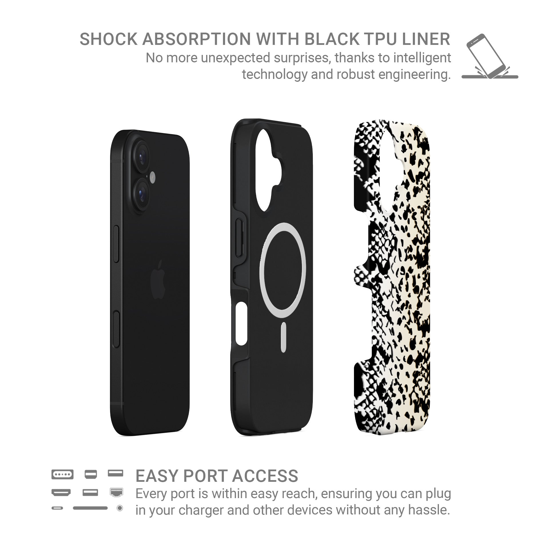 Snake print MagSafe tough protective phone case
