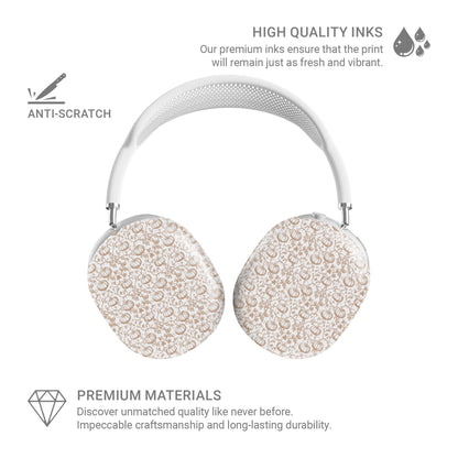 Protective AirPods Max cover in autumn pumpkin sketch pattern