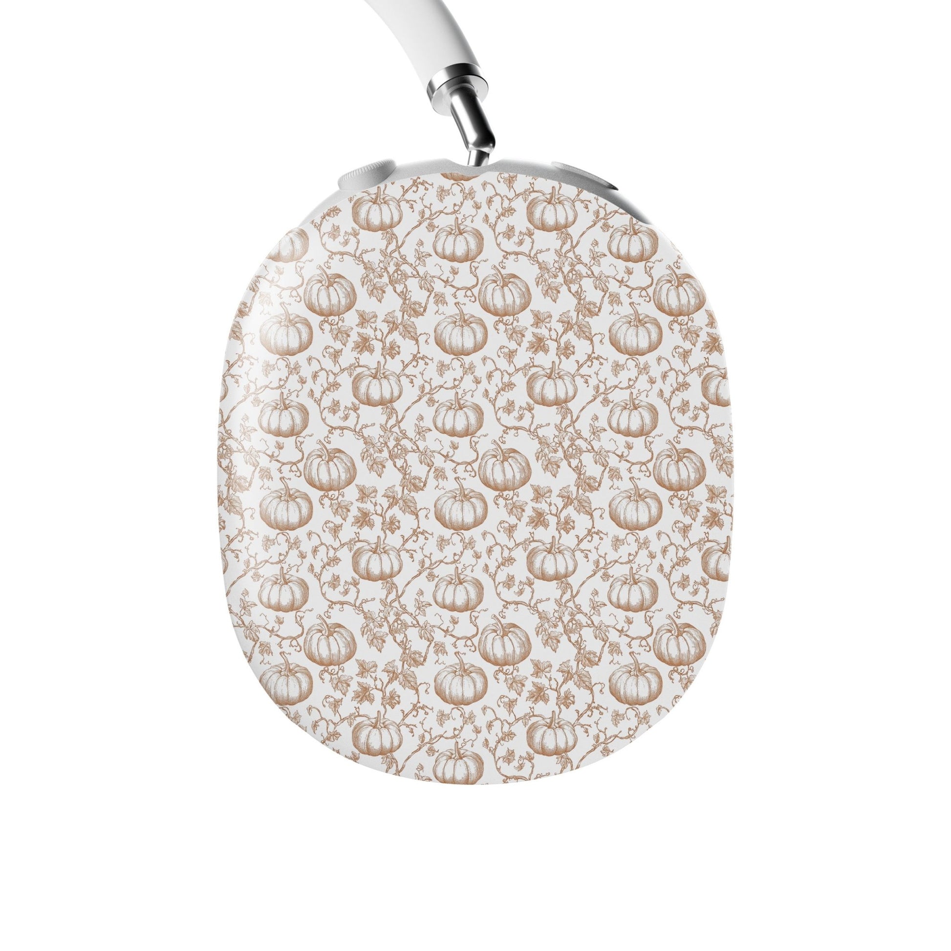 Protective AirPods Max cover in autumn pumpkin sketch pattern