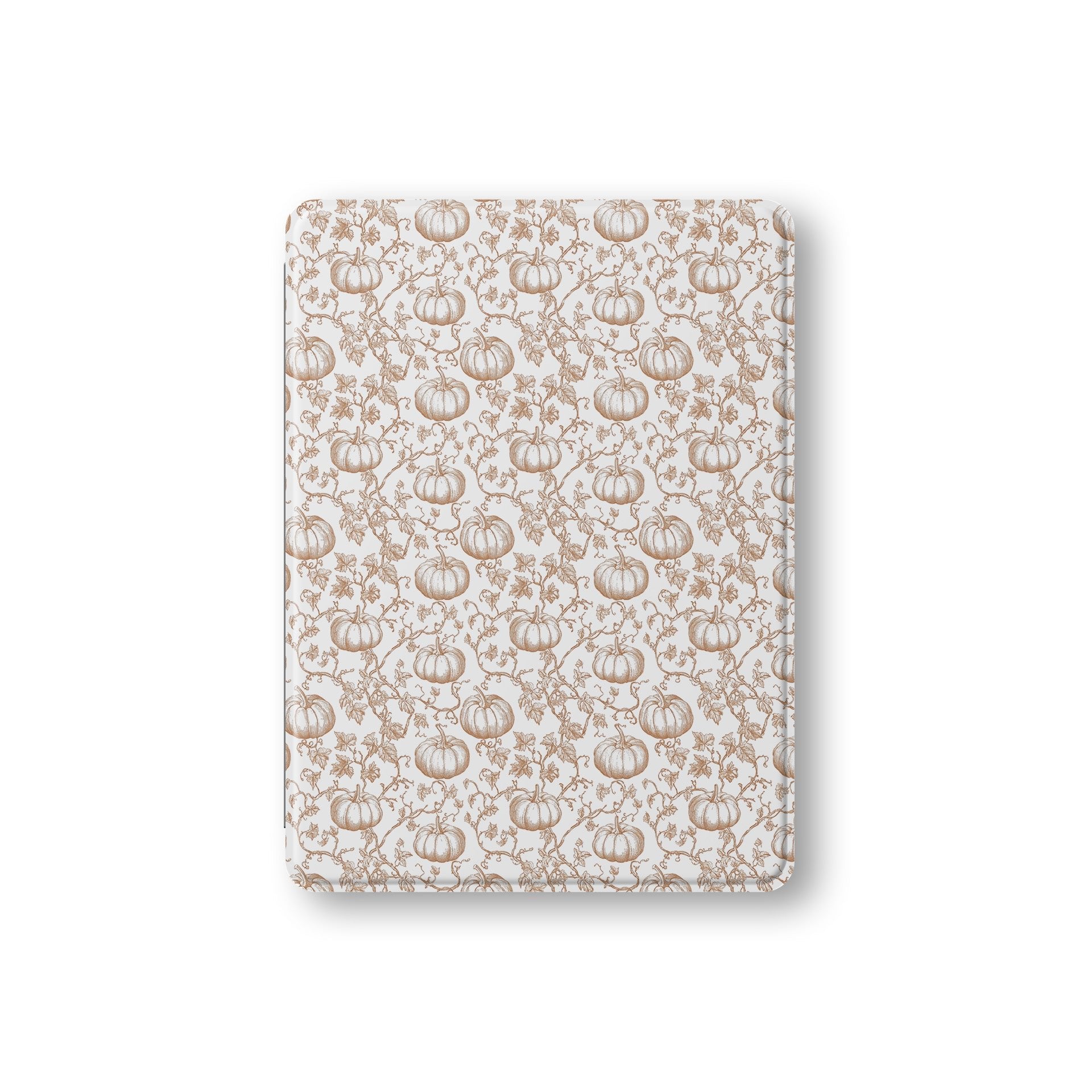 Durable iPad case with seasonal pumpkin vine pattern and pencil holder