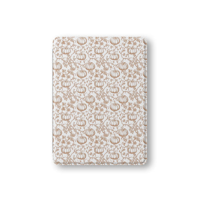 Durable iPad case with seasonal pumpkin vine pattern and pencil holder