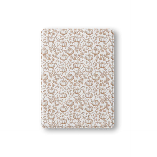 Durable iPad case with seasonal pumpkin vine pattern and pencil holder