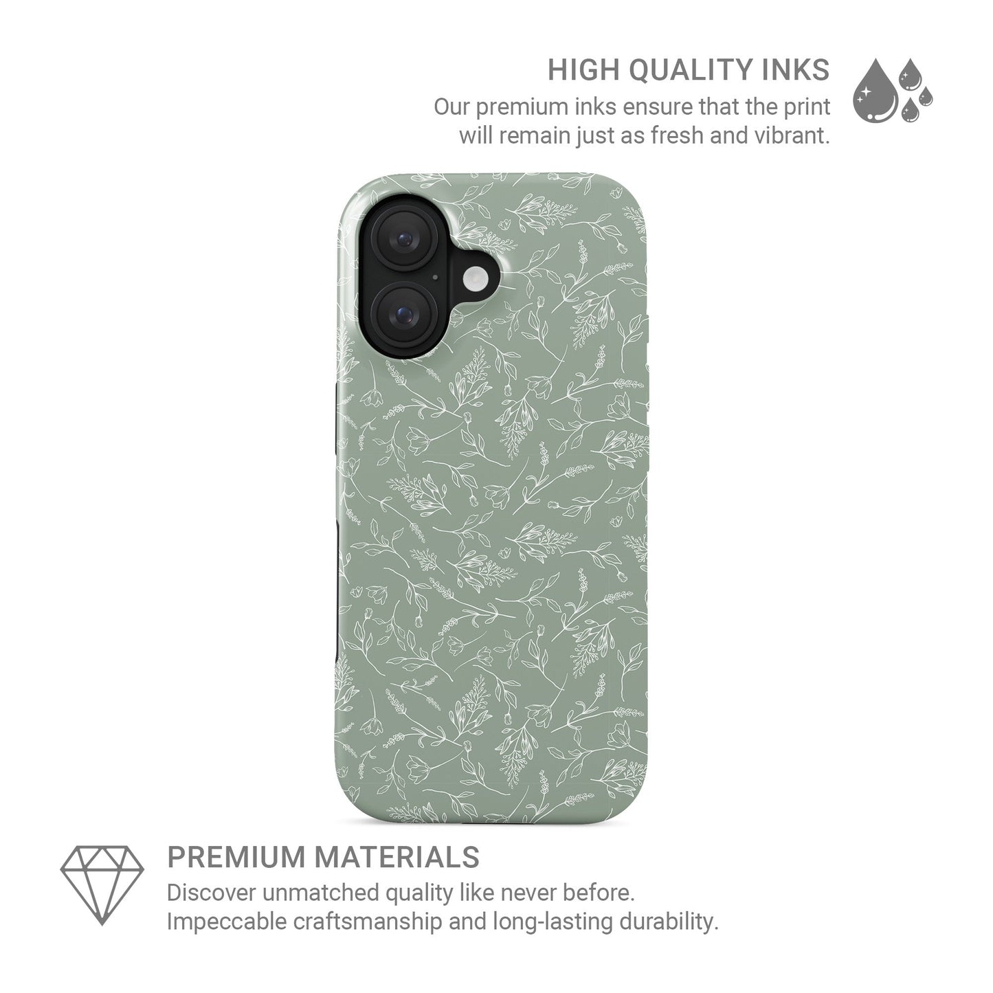 Green boho MagSafe tough protective phone case