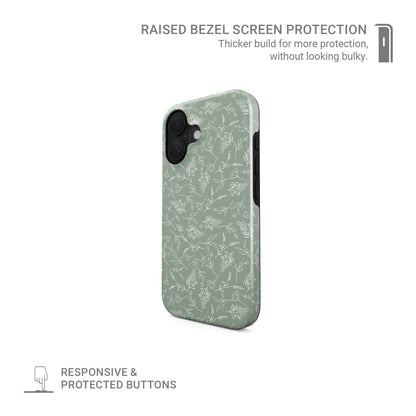 Green tough protective phone case for iPhone, Samsung and Pixel