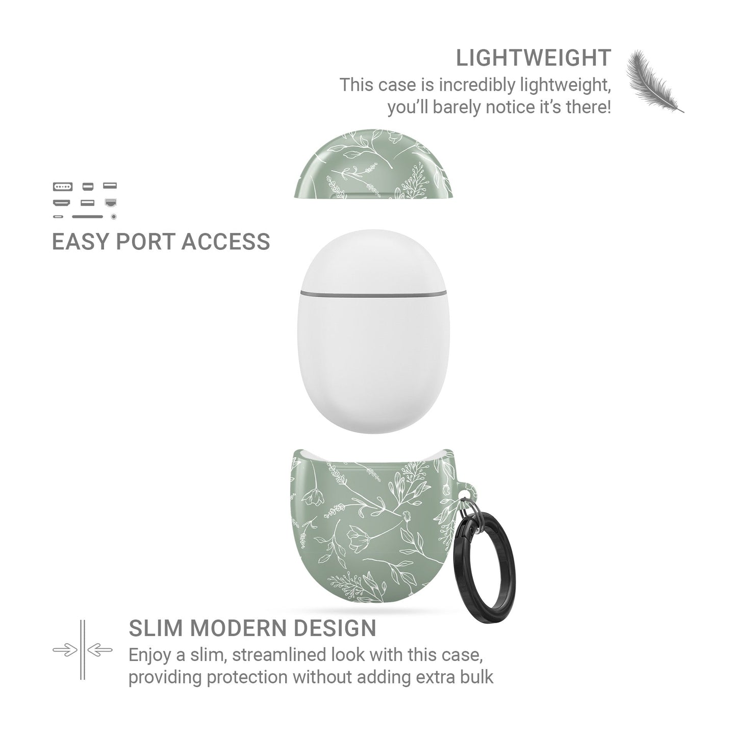 Whispering Greens | Protective Google Pixel Buds Tough Case - Tech Accessories