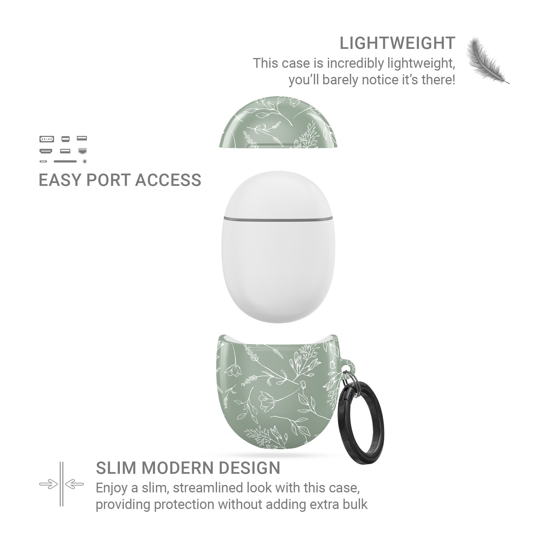 Whispering Greens | Protective Google Pixel Buds Tough Case - Tech Accessories