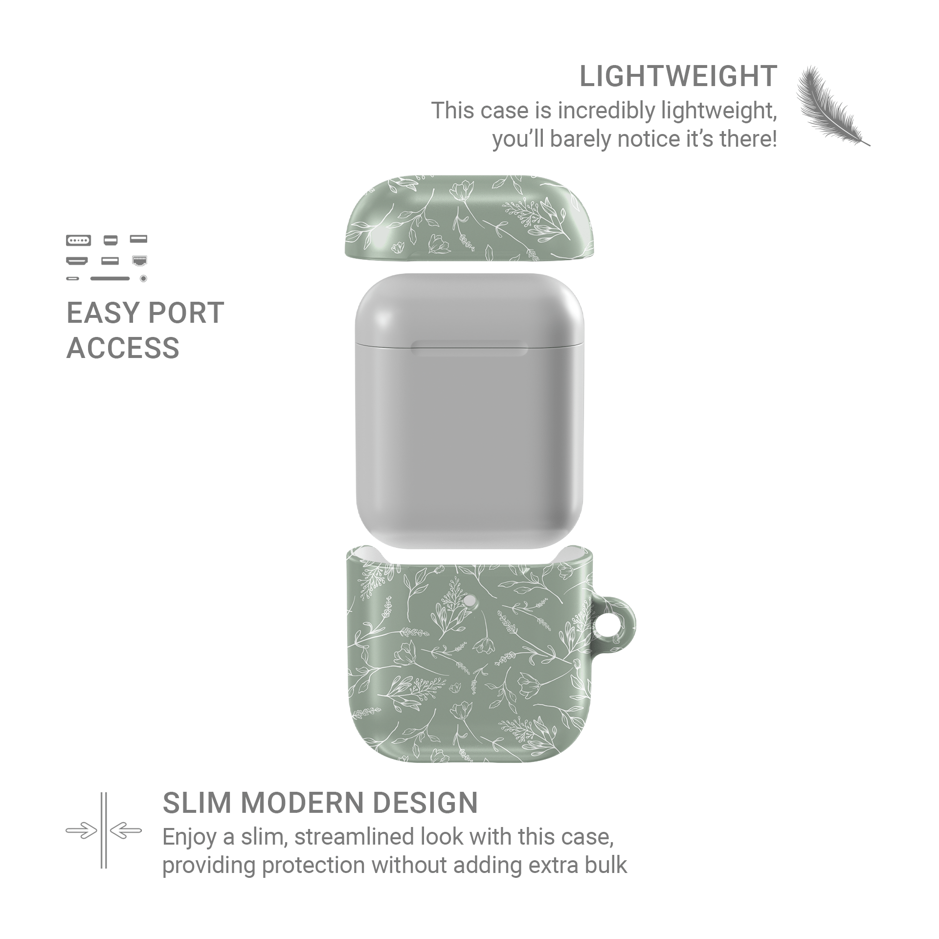 Whispering Greens | Protective Apple AirPods Tough Case - Tech Accessories