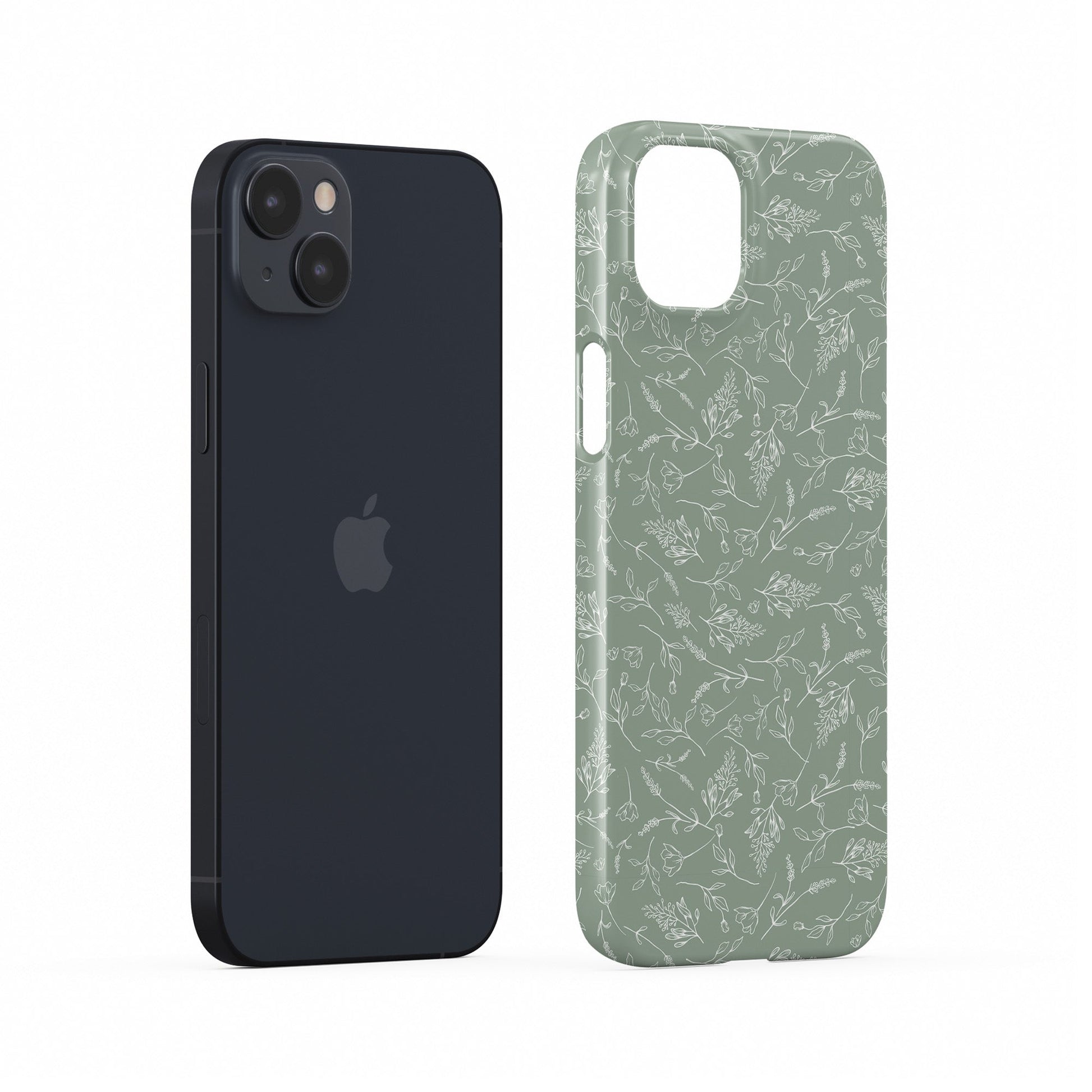Green floral protective phone case
