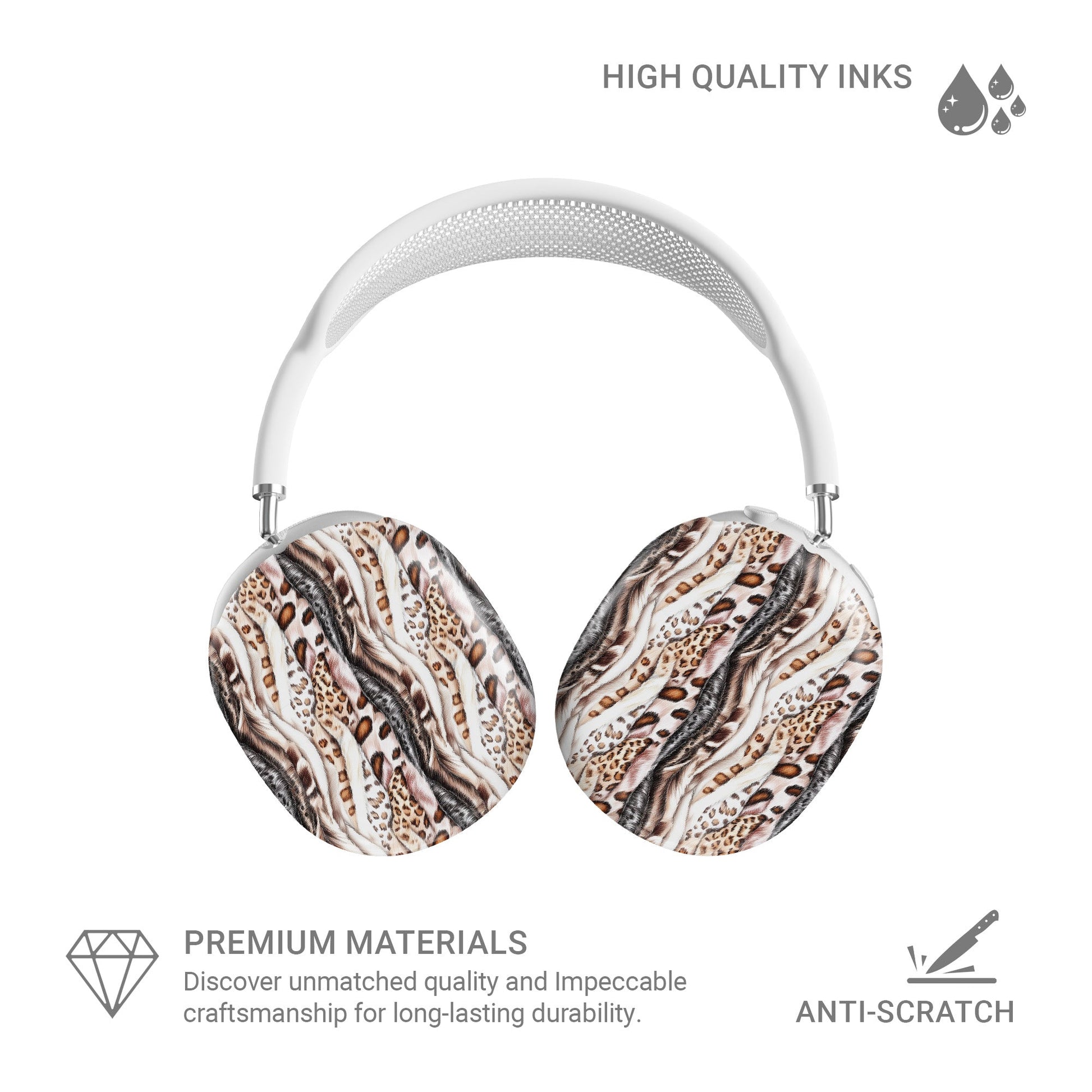 Wild Streaks mixed animal print striped Apple AirPods Max case with glossy fur texture