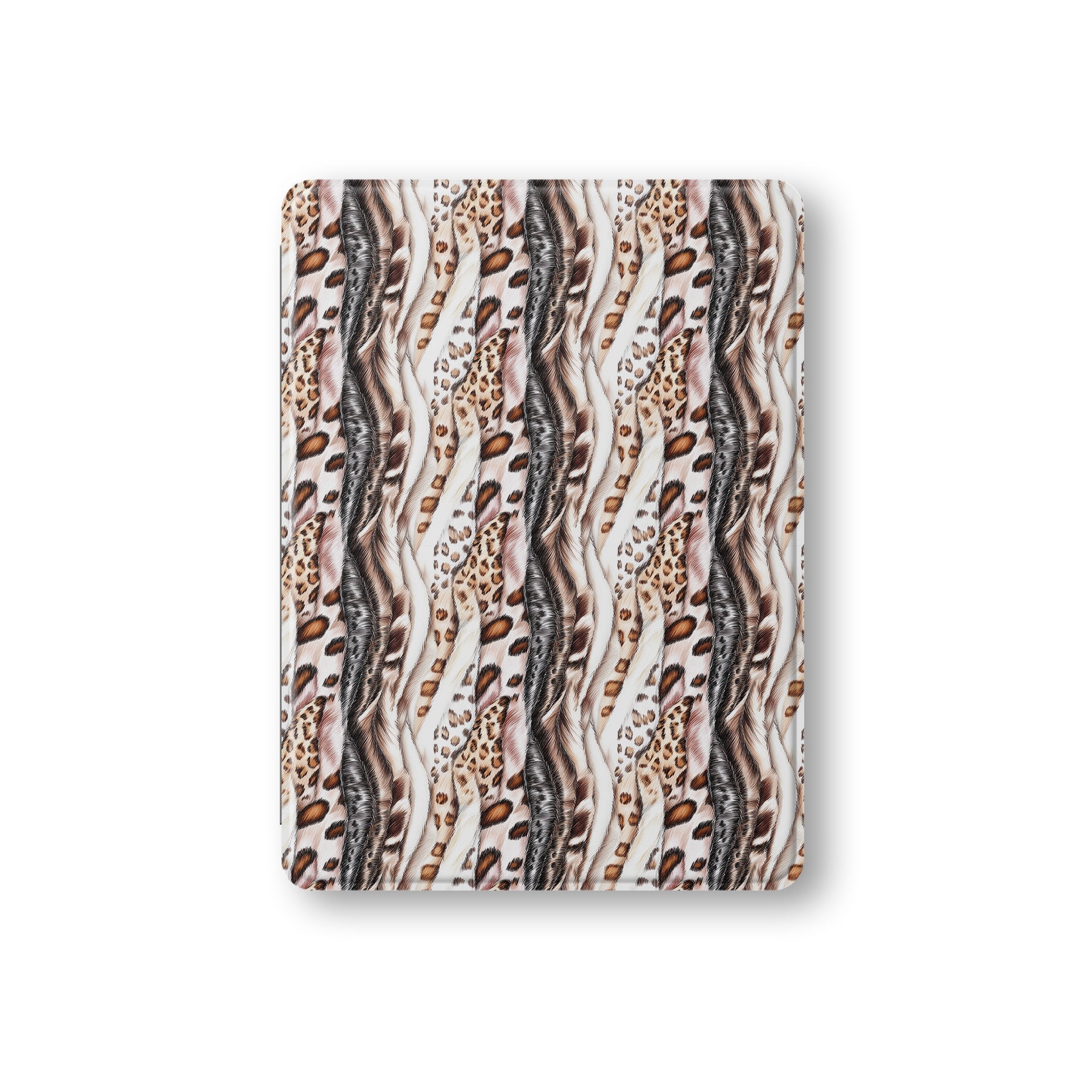 Wavy Streaks iPad Case with flowing abstract pattern, vegan leather finish and Apple Pencil holder.