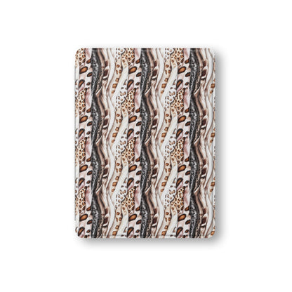 Wavy Streaks iPad Case with flowing abstract pattern, vegan leather finish and Apple Pencil holder.