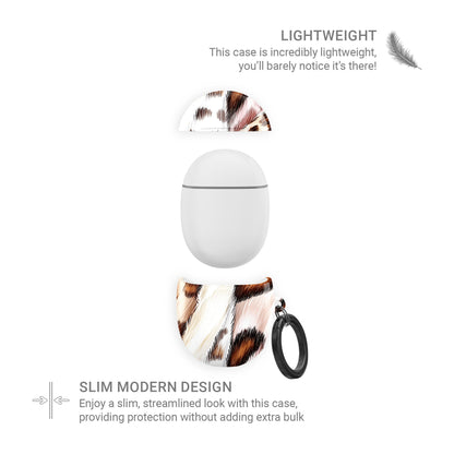 Wild Streaks mixed animal print Google Pixel Buds case with glossy fur design and keyring loop