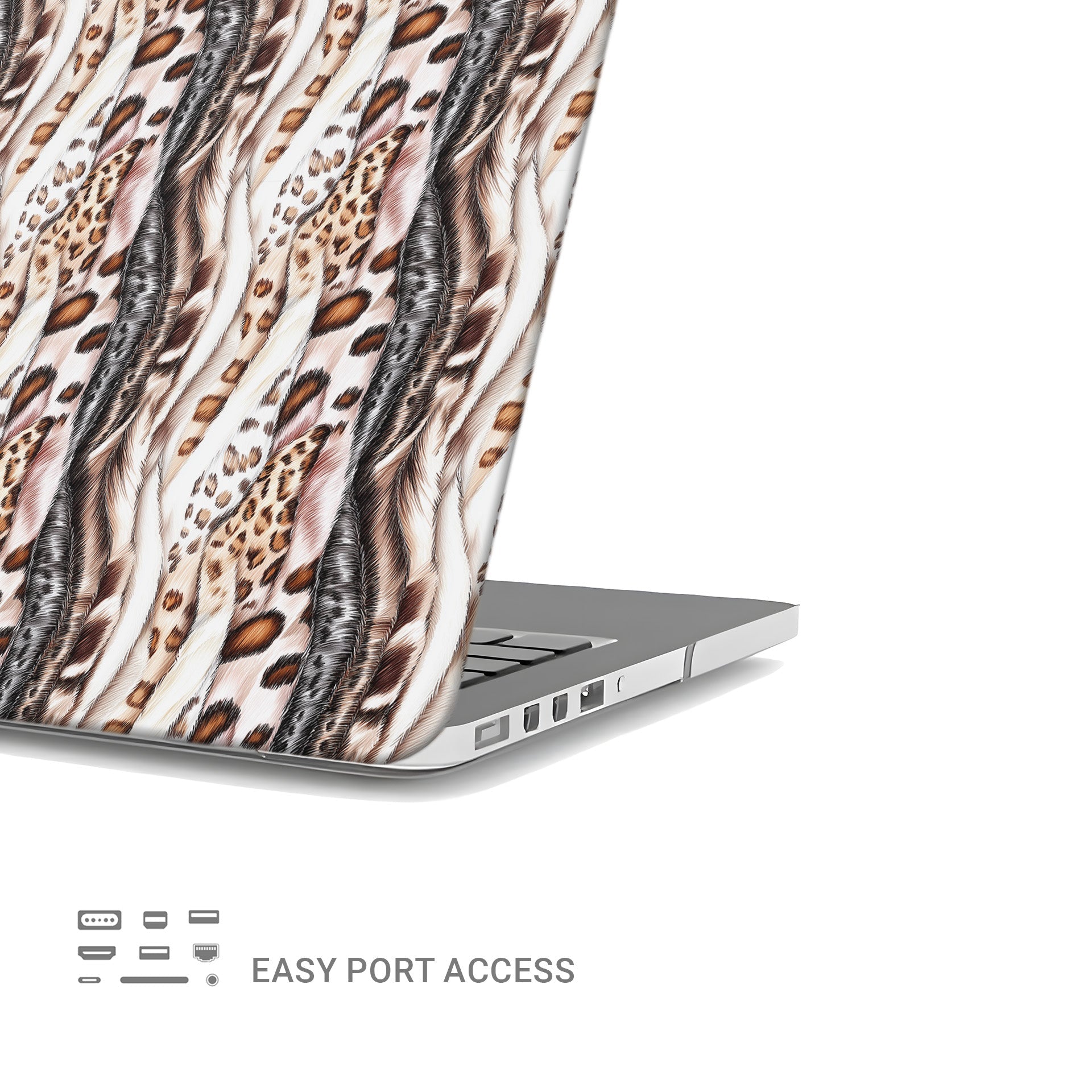 Wavy Streaks MacBook Case with soft abstract flowing pattern, matte finish, snap-on shell and vented cooling base.