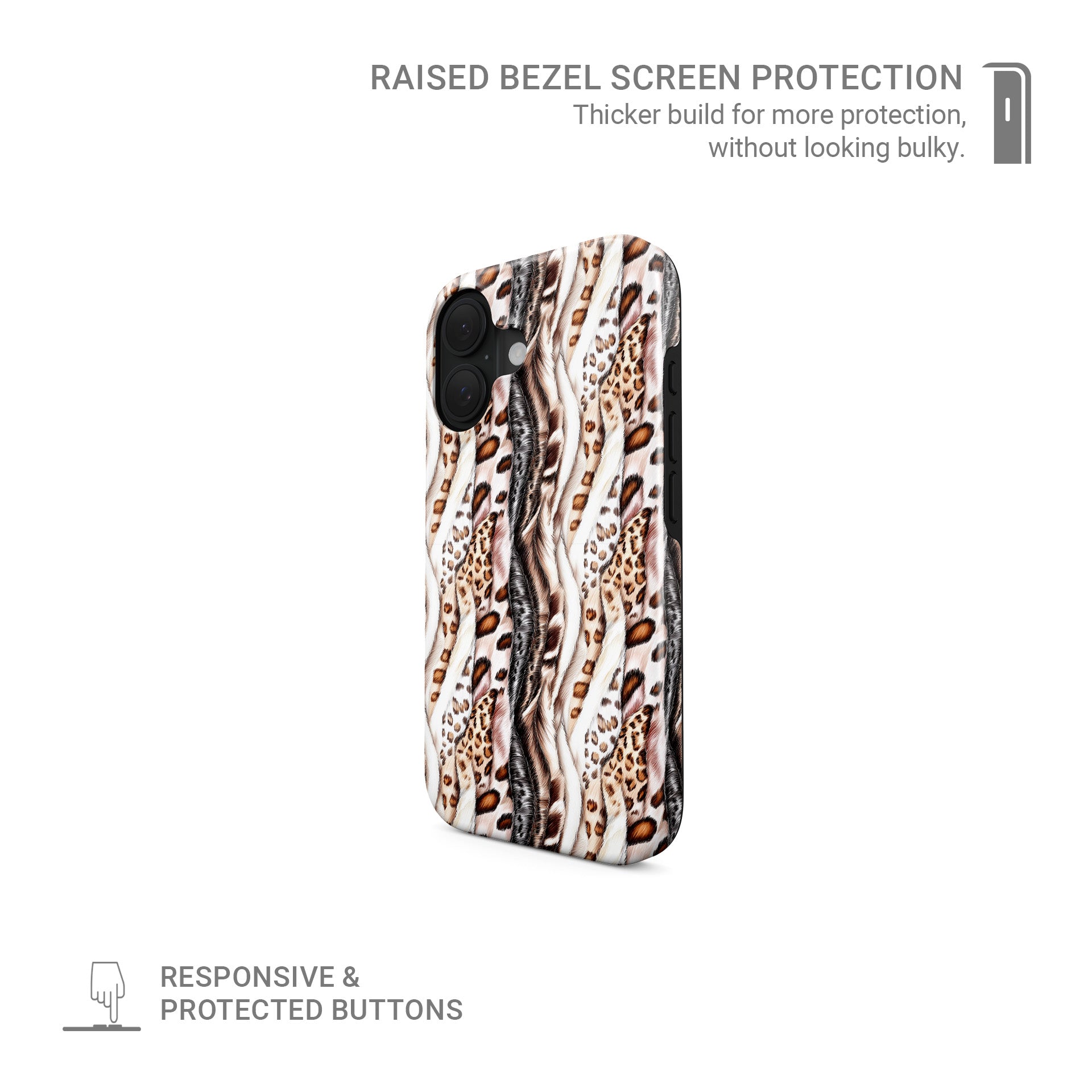 Shockproof leopard print Tough Case for iPhone, Samsung, and Pixel
